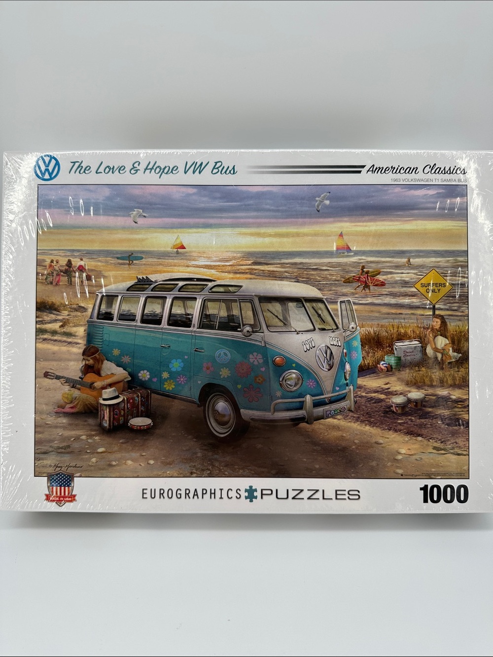 New Puzzle Love & Hope Volkswagen VW Bus SEALED 1000 Pcs Peace Beach brand new
